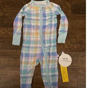 Little Sleepies 12-18 Months Pastel Plaid Zipper Sleeper Pajamas Romper